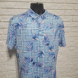 Greenslide  Golf Mens Med Malibu collar polo tropical leaves collared shirt